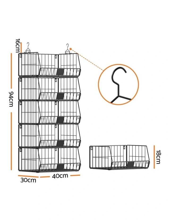 Artiss 5 Tier Stackable Closet Organizers and Storage Closet Hanging Storage Organizer Shelves image 4