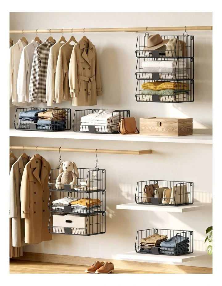 Artiss 5 Tier Stackable Closet Organizers and Storage Closet Hanging Storage Organizer Shelves image 5