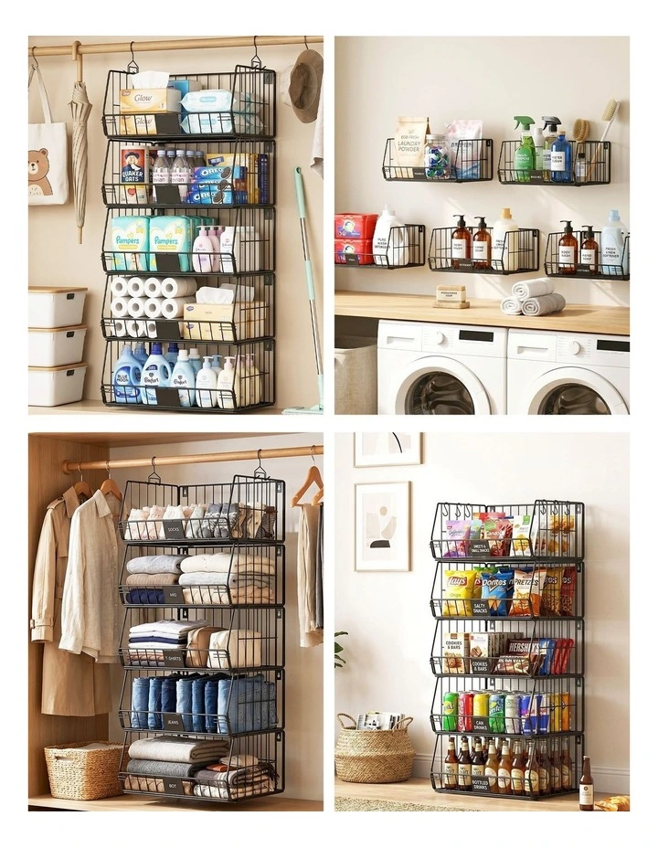 Artiss 5 Tier Stackable Closet Organizers and Storage Closet Hanging Storage Organizer Shelves image 6