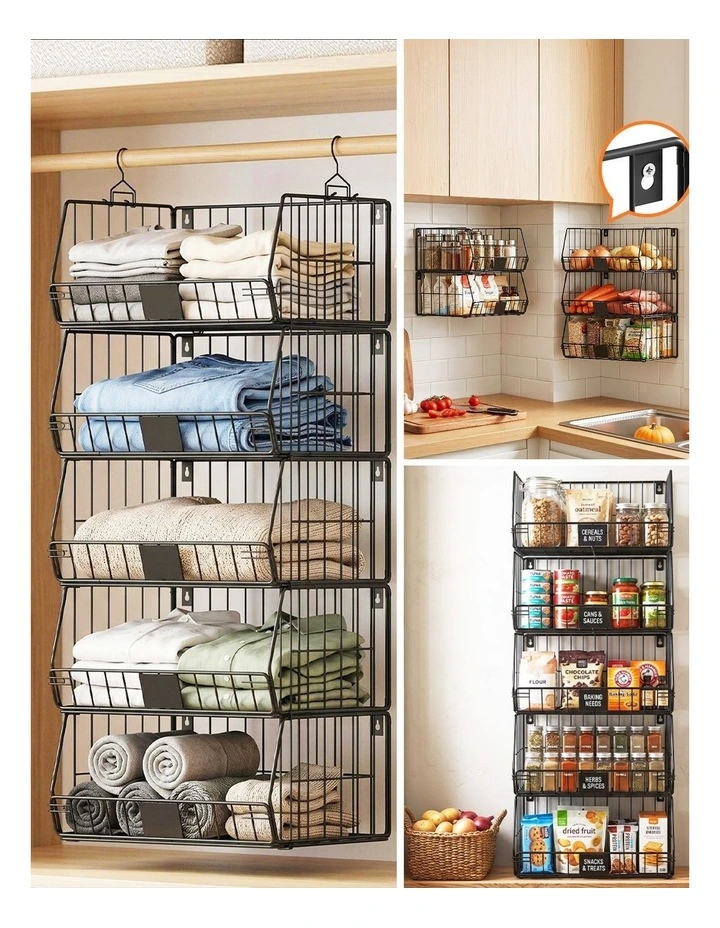Artiss 5 Tier Stackable Closet Organizers and Storage Closet Hanging Storage Organizer Shelves image 7