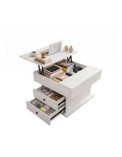 Artiss Lift Top Coffee Table Centre Table with Rotating Top Hidden Storage White