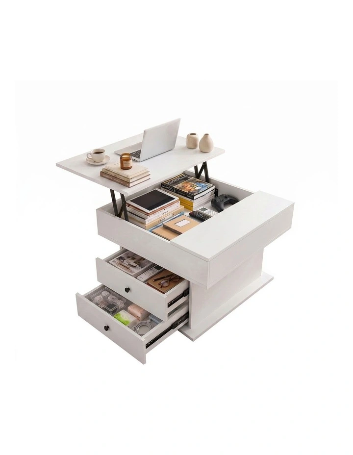 Artiss Lift Top Coffee Table Centre Table with Rotating Top Hidden Storage White image 1