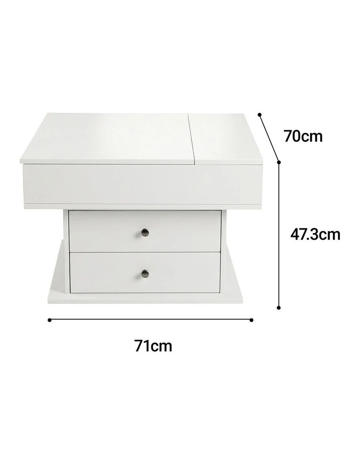 Artiss Lift Top Coffee Table Centre Table with Rotating Top Hidden Storage White image 2