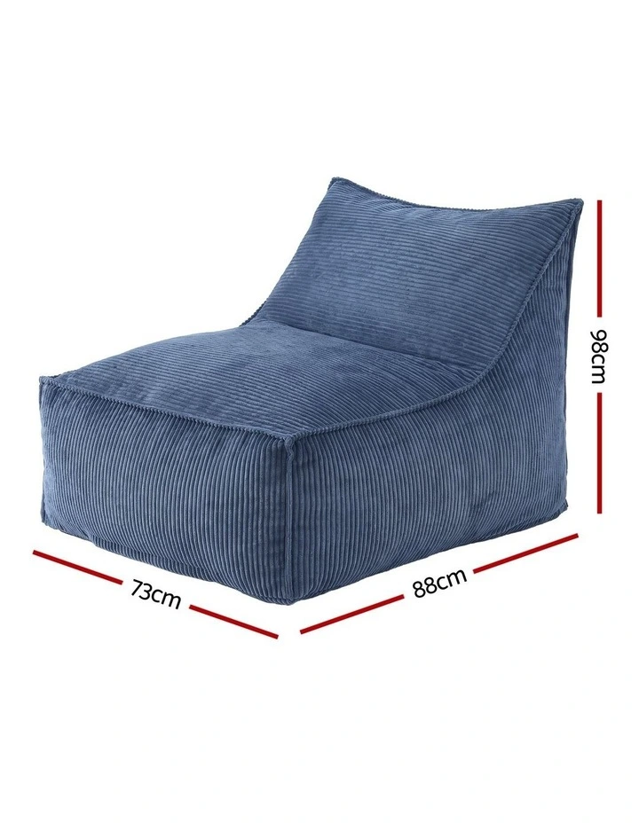 Artiss Corduroy Bean Bag Chair Cover No Filler Washable Blue image 4