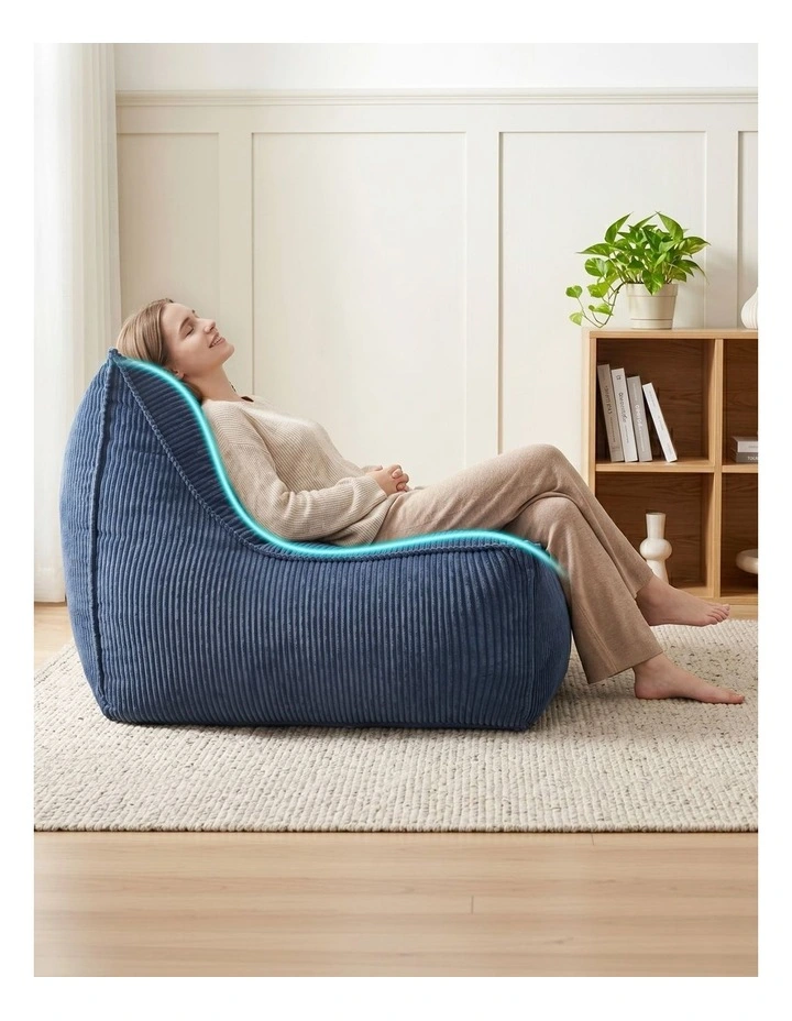 Artiss Corduroy Bean Bag Chair Cover No Filler Washable Blue image 7