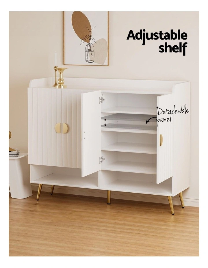 Artiss Shoe Rack Cabinet & Clothes Rack Set Storage Shelf White Pine image 6