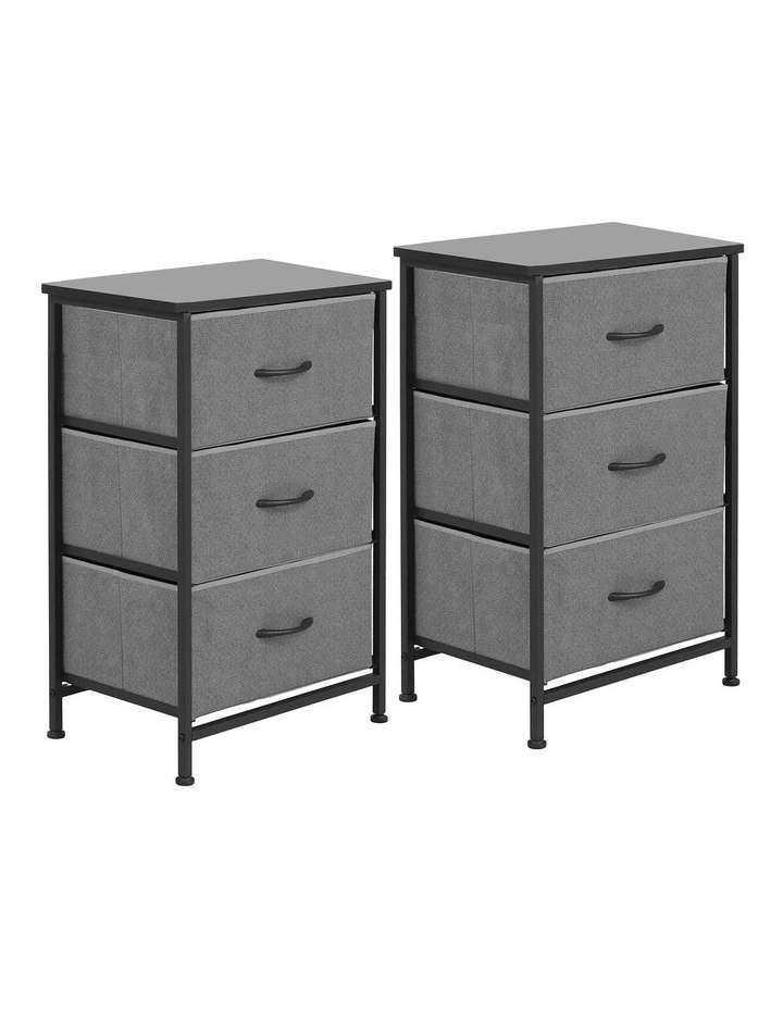 Artiss Set of 2 Chest of 3 Drawers Storage Dresser Tallboy Grey image 1