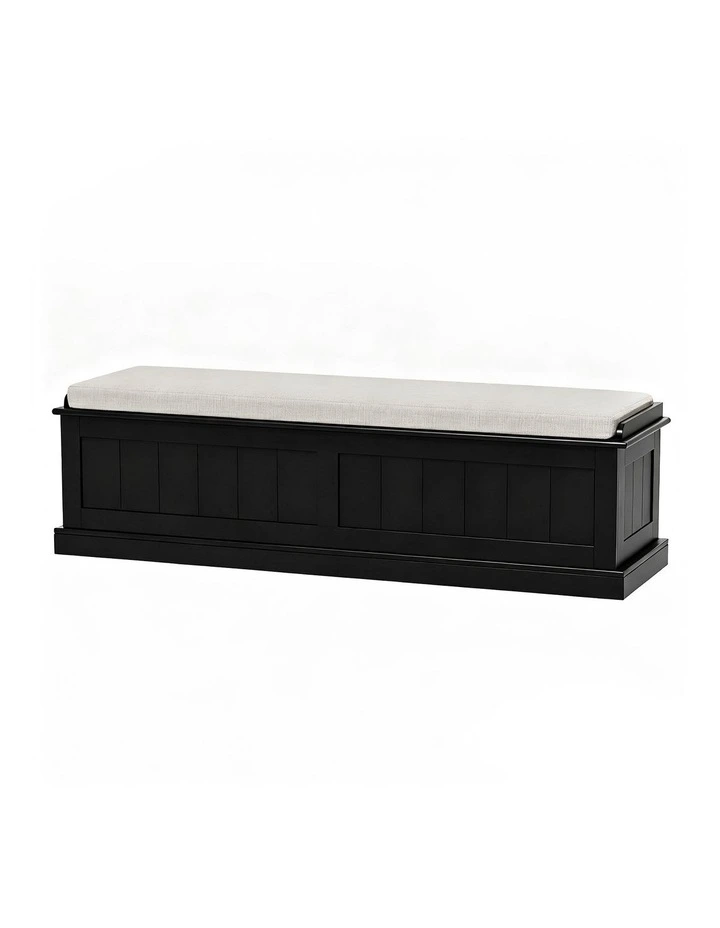Artiss Storage Ottoman Blanket Box 140cm Fluted Black image 1