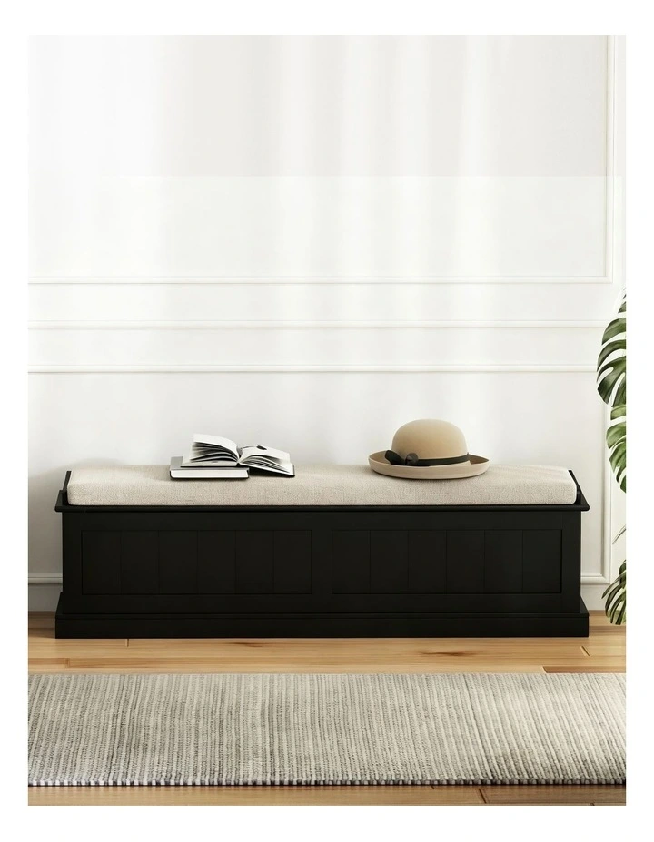 Artiss Storage Ottoman Blanket Box 140cm Fluted Black image 5