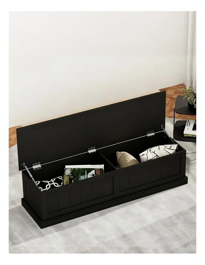 Artiss Storage Ottoman Blanket Box 140cm Fluted Black image 6