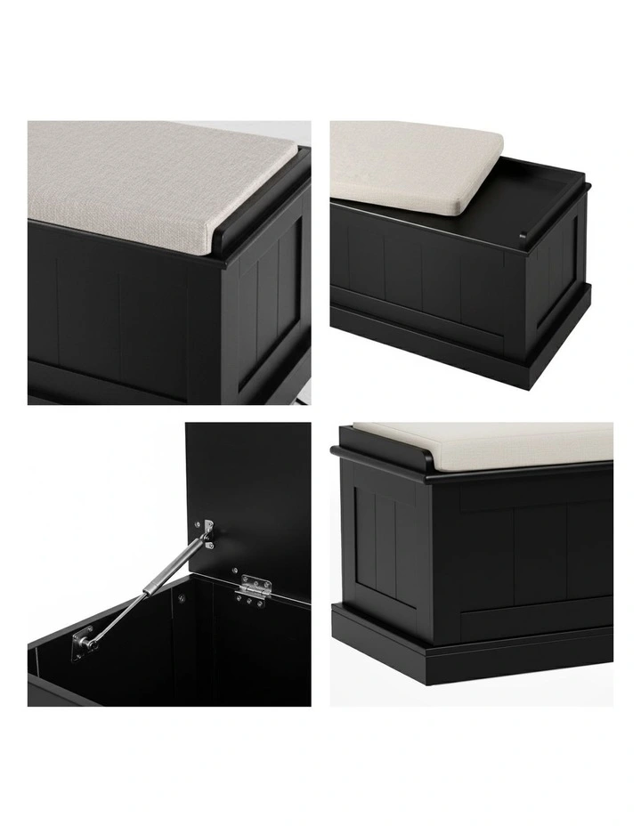 Artiss Storage Ottoman Blanket Box 140cm Fluted Black image 7