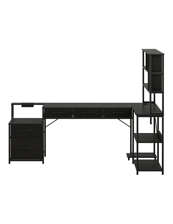 Artiss 200cm L Shaped Gaming Desk Computer Desk with LED Lights & Power Outlets image 3