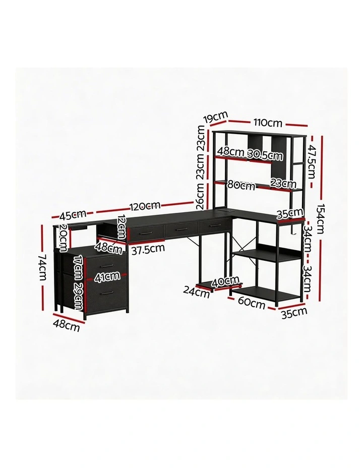 Artiss 200cm L Shaped Gaming Desk Computer Desk with LED Lights & Power Outlets image 5