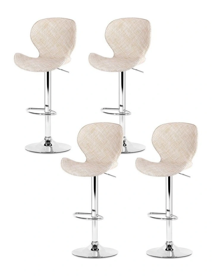 Artiss 4x Bar Stools Kitchen Swivel Gas Lift Counter Chair Wing PE Rattan Beige image 1
