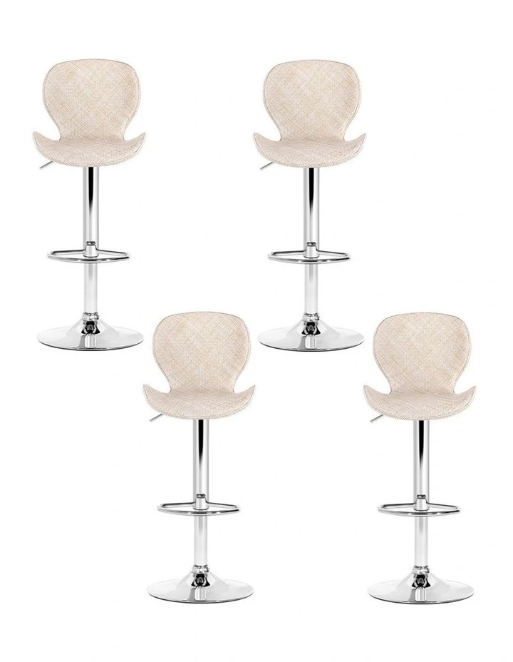 Artiss 4x Bar Stools Kitchen Swivel Gas Lift Counter Chair Wing PE Rattan Beige image 2