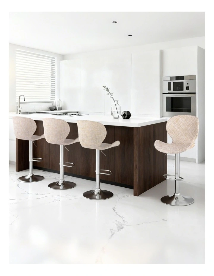 Artiss 4x Bar Stools Kitchen Swivel Gas Lift Counter Chair Wing PE Rattan Beige image 3