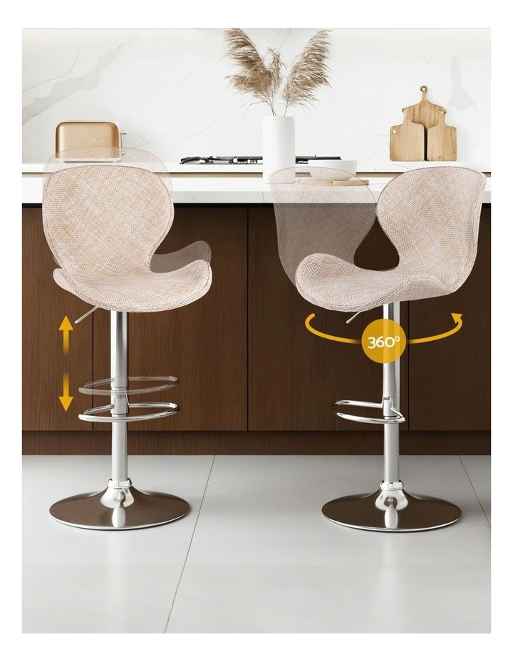 Artiss 4x Bar Stools Kitchen Swivel Gas Lift Counter Chair Wing PE Rattan Beige image 5