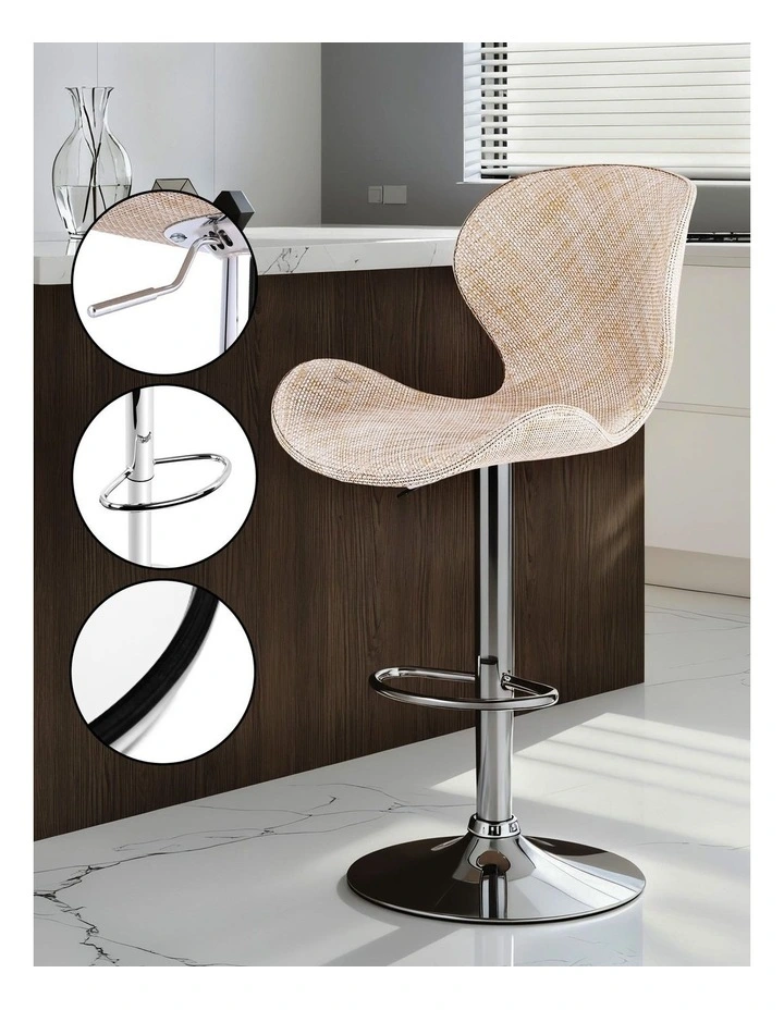 Artiss 4x Bar Stools Kitchen Swivel Gas Lift Counter Chair Wing PE Rattan Beige image 7