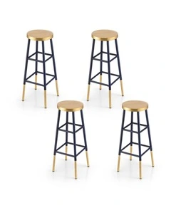 Artiss 4x Bar Stools Metal Gold Navy