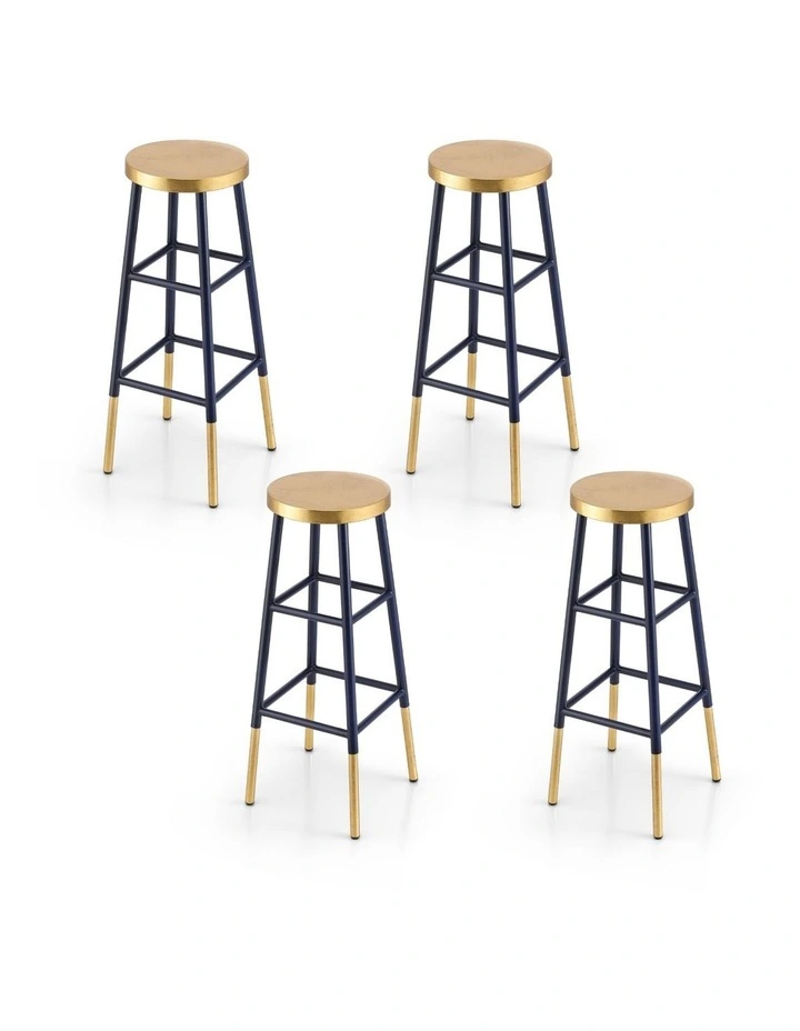 Artiss 4x Bar Stools Metal Gold Navy image 1