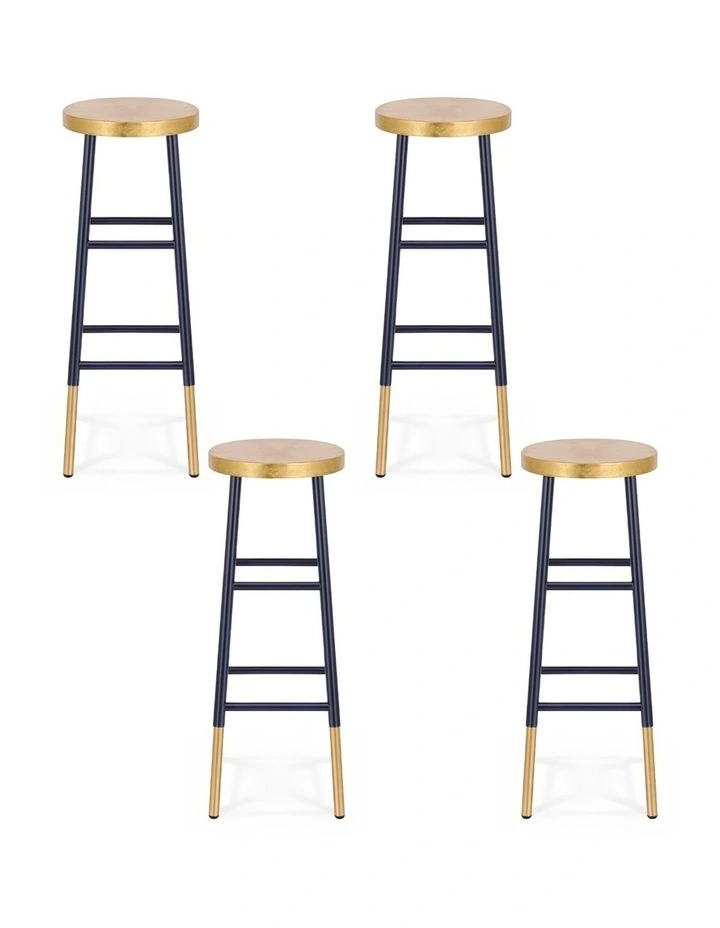 Artiss 4x Bar Stools Metal Gold Navy image 2