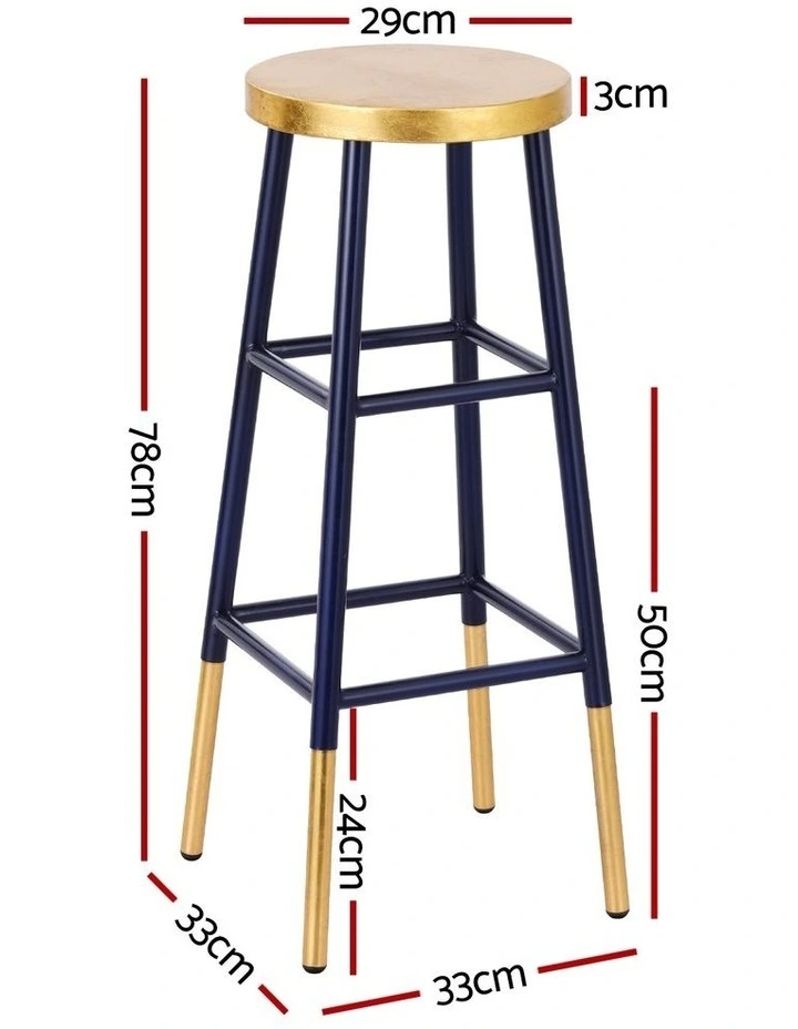 Artiss 4x Bar Stools Metal Gold Navy image 3