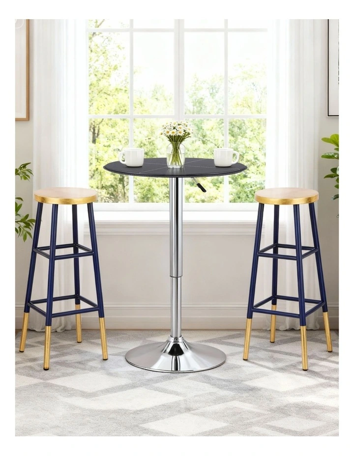 Artiss 4x Bar Stools Metal Gold Navy image 6