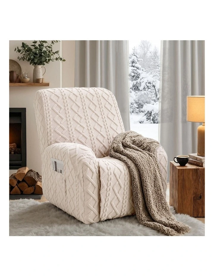 Artiss Recliner Chair Covers with Storage Side Pockets Beige image 3