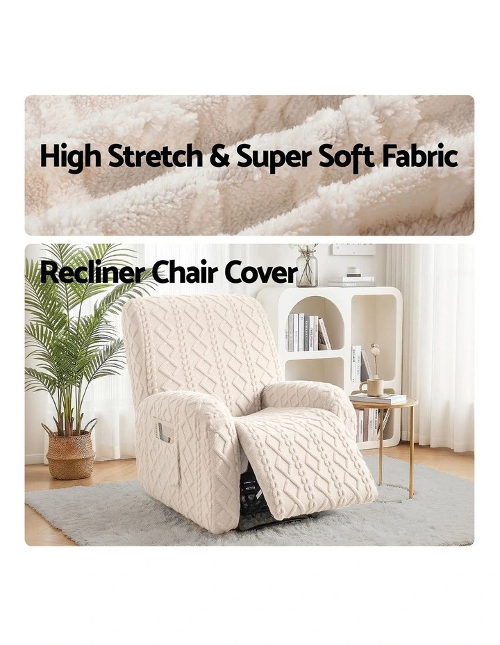 Artiss Recliner Chair Covers with Storage Side Pockets Beige image 5
