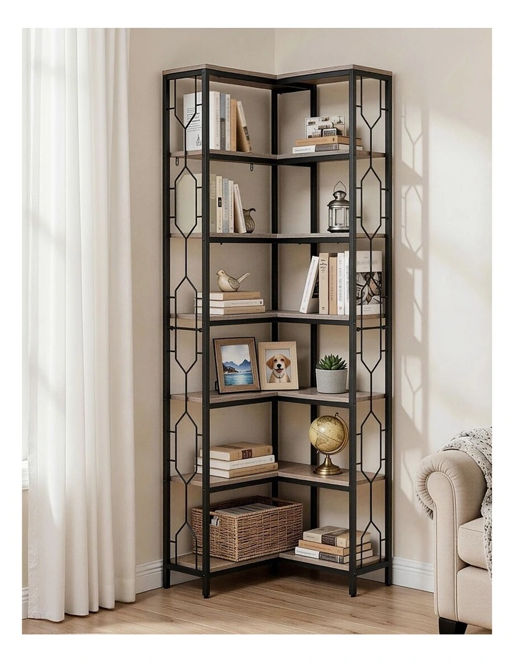 Artiss 6 Tiers Bookshelf Corner Shelf Bookcase Display Shelves Oak image 4