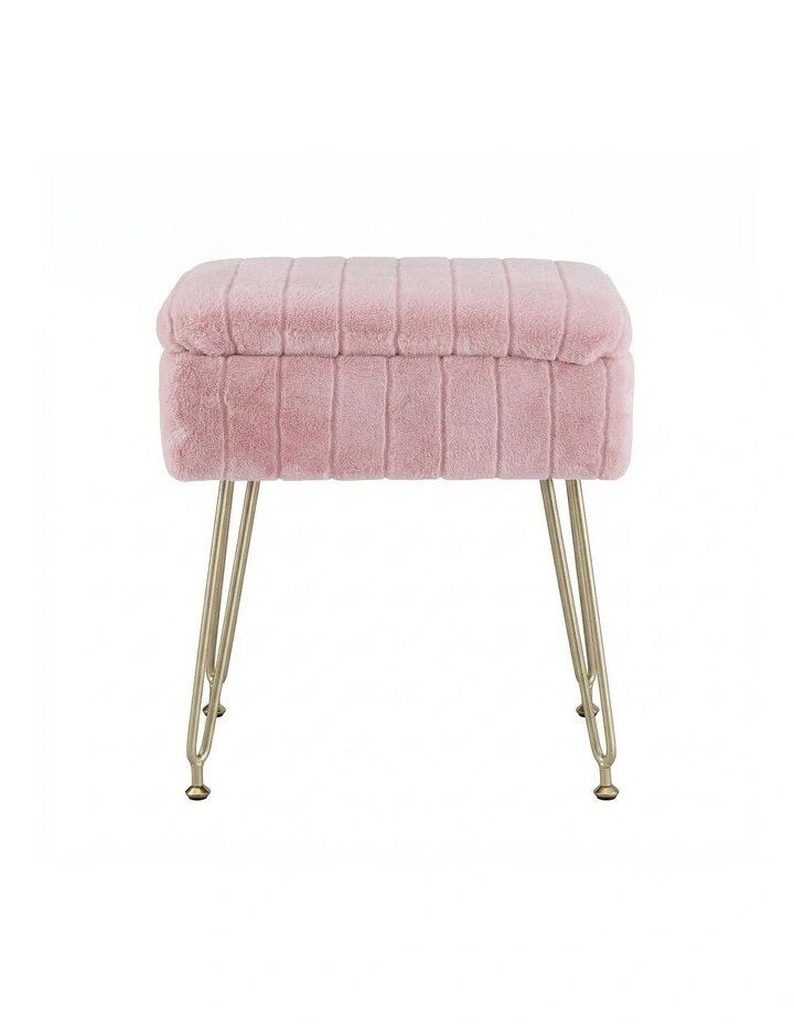 Artiss Storage Ottoman Vanity Foot Stool Pink image 2
