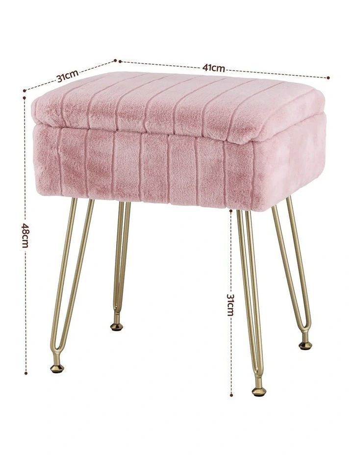 Artiss Storage Ottoman Vanity Foot Stool Pink image 4