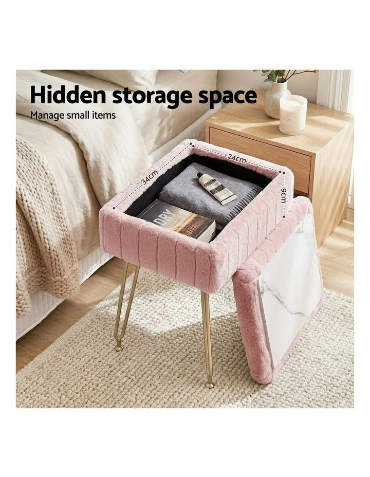 Artiss Storage Ottoman Vanity Foot Stool Pink image 6