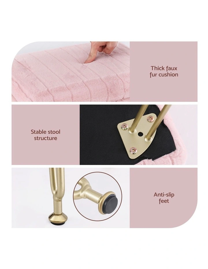 Artiss Storage Ottoman Vanity Foot Stool Pink image 7