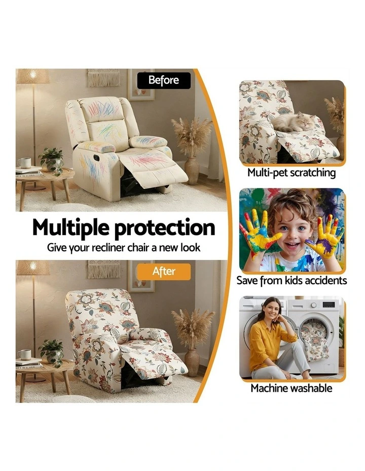 Artiss Stretch Kids Recliner Cover 4-Pieces Recliner Chair Slipcovers Printed Polyester image 7