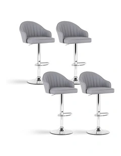 Artiss 4x Bar Stools Kitchen Swivel Gas Lift Counter Chair Shell Leather Grey
