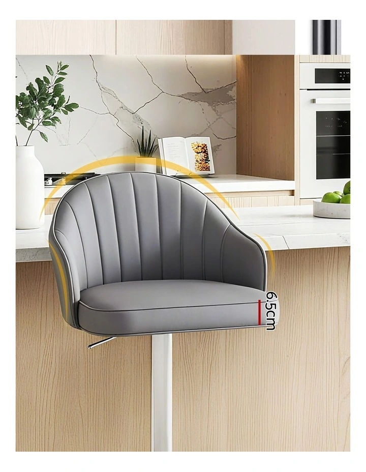 Artiss 4x Bar Stools Kitchen Swivel Gas Lift Counter Chair Shell Leather Grey image 7