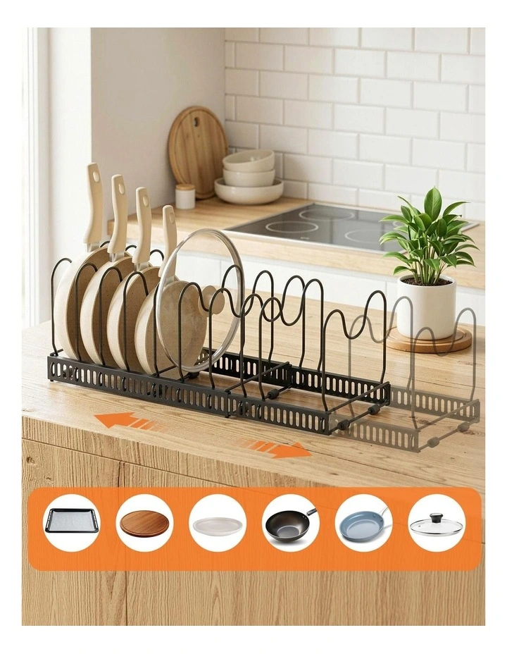 Artiss Expandable Pots and Pans Organizer Rack Cookware Holder Kitchen Cabinet Rack image 5