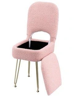Artiss Storage Ottoman Vanity Stool Foot Stool Folding Back Pink