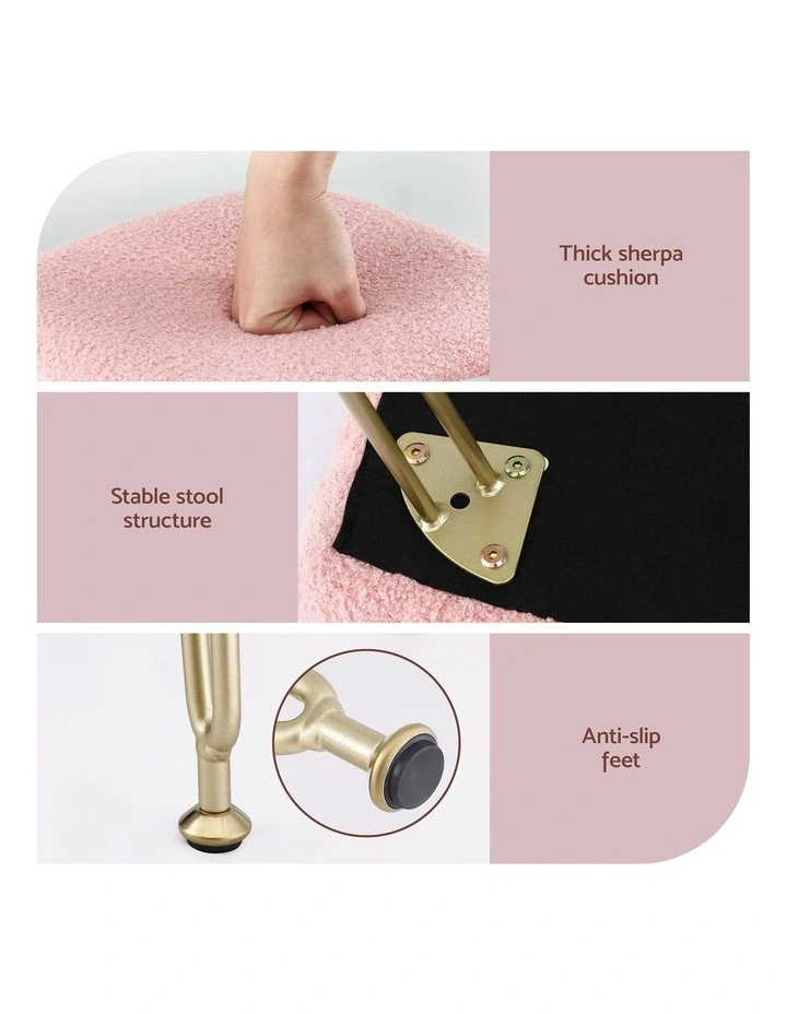Artiss Storage Ottoman Vanity Stool Foot Stool Folding Back Pink image 7