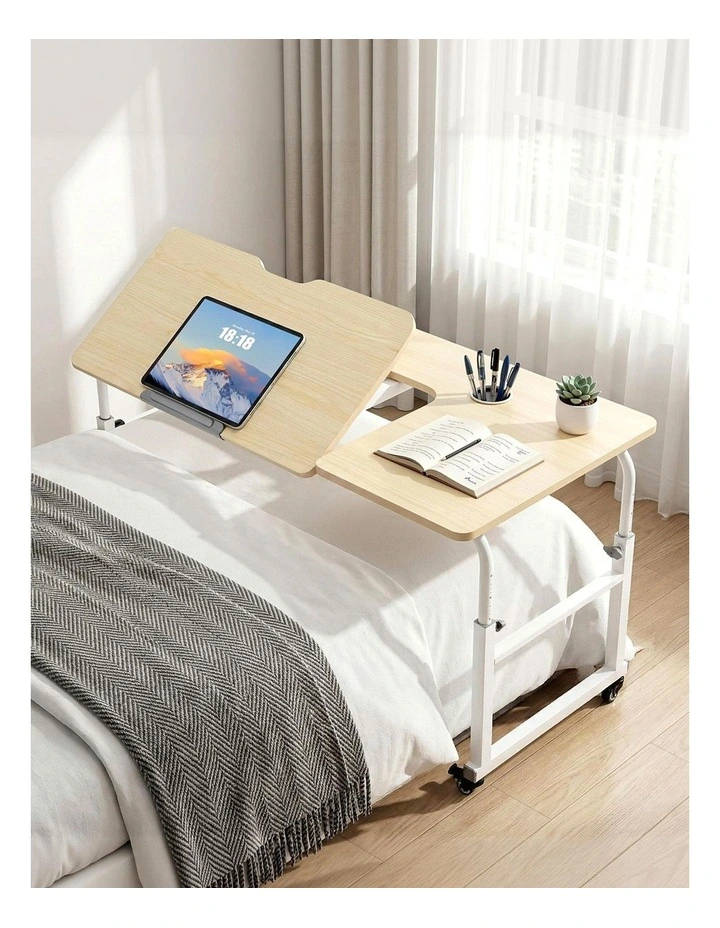 Artiss Mobile Laptop Desk Overbed Table Adjustable Computer Stand Bedside Cart image 3