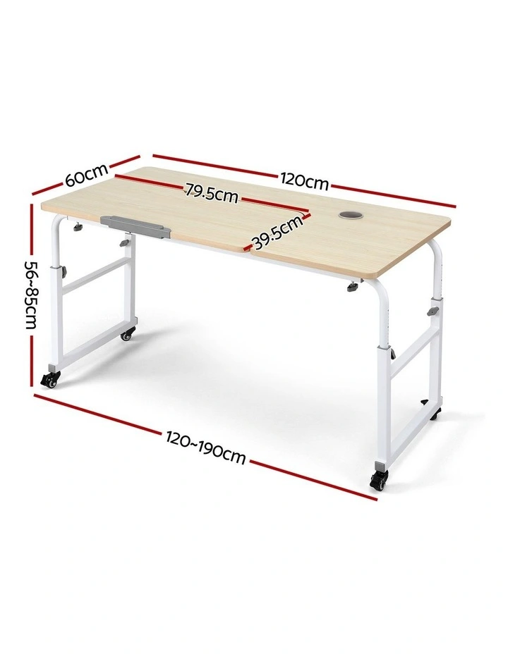Artiss Mobile Laptop Desk Overbed Table Adjustable Computer Stand Bedside Cart image 4