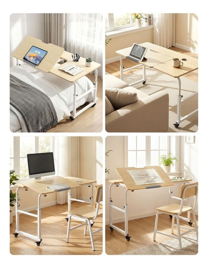Artiss Mobile Laptop Desk Overbed Table Adjustable Computer Stand Bedside Cart image 5