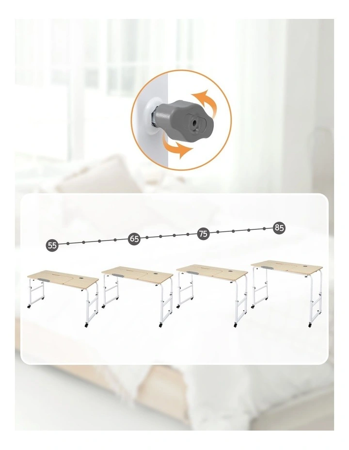 Artiss Mobile Laptop Desk Overbed Table Adjustable Computer Stand Bedside Cart image 7