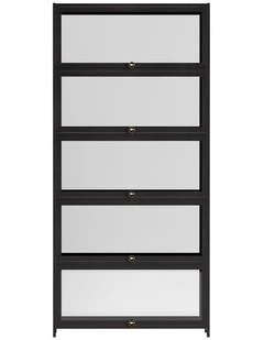 Artiss 5-Tier Display Cabinet Storage Bookshelf Clear Shelf Black