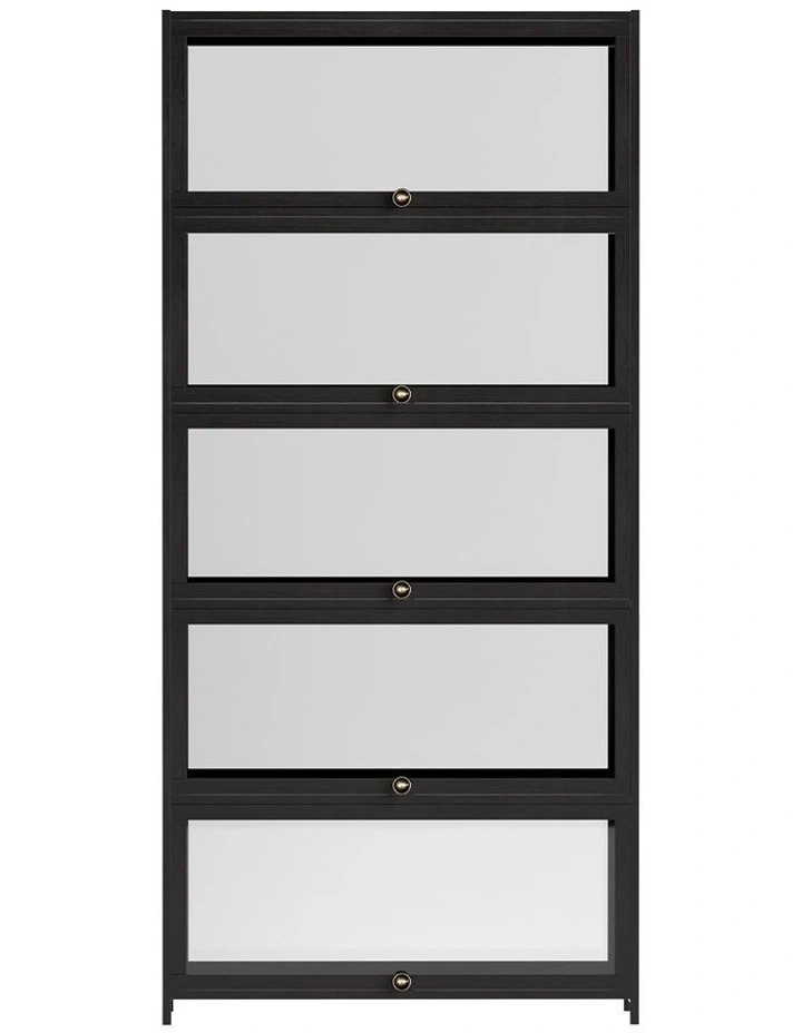 Artiss 5-Tier Display Cabinet Storage Bookshelf Clear Shelf Black image 1