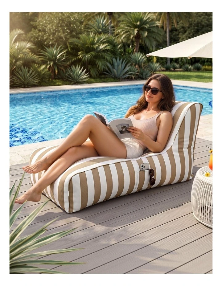 Artiss Outdoor Splash-Proof Bean Bag Chair Cover No Filler Taupe image 3