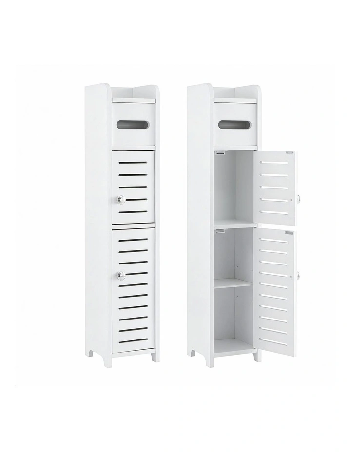 Artiss 2x Bathroom Storage Cabinet 3-Tier Toilet Paper Holder Organizer White image 1