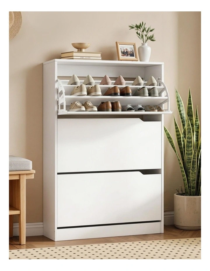 Artiss Shoe Rack Cabinet 24 Pairs Adjustable Shelf White image 4