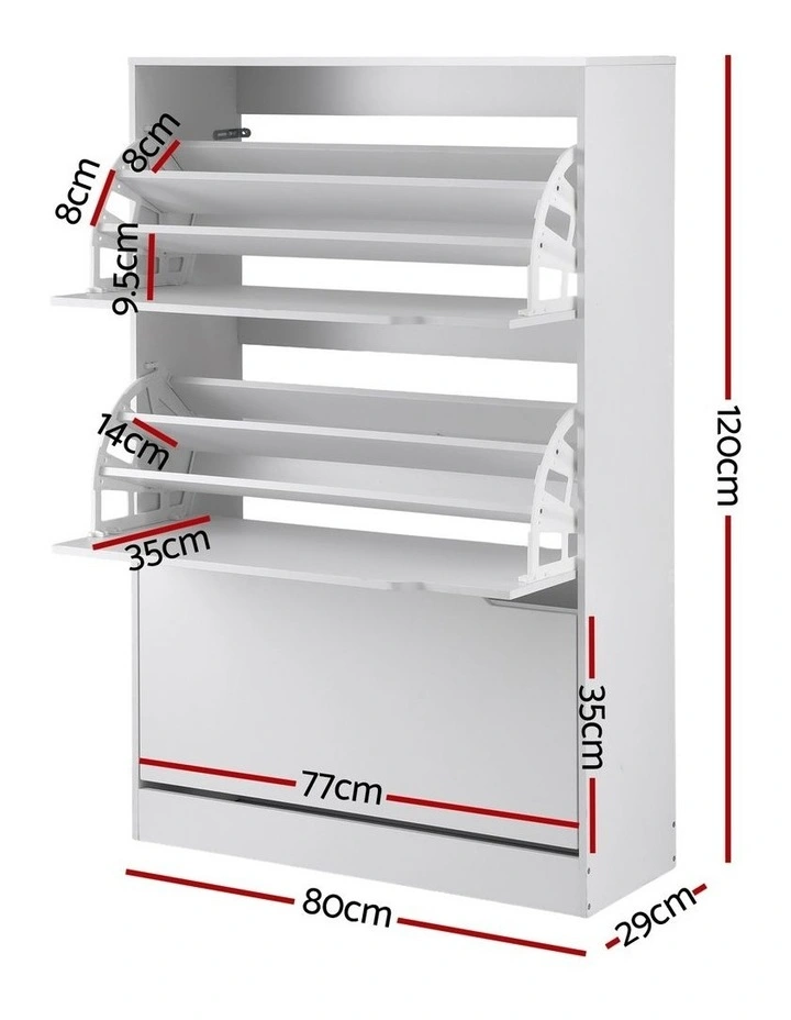 Artiss Shoe Rack Cabinet 24 Pairs Adjustable Shelf White image 5
